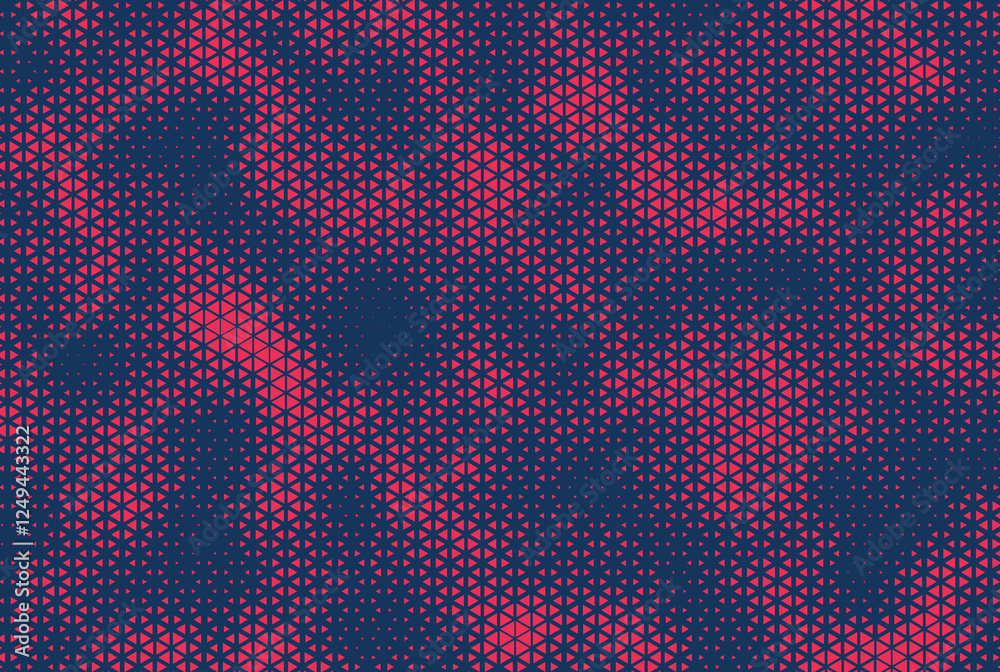 Aufkleber Triangular Halftone Texture Retrowave Vector Geometric Technology Abstract Background. Half Tone Triangles Retro Colored Pattern. Minimal 80s Style Dynamic Tech Structure Wallpaper