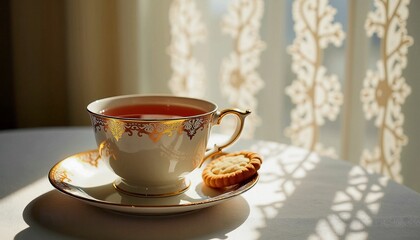 Винтажная чайная чашка с кружевной тенью