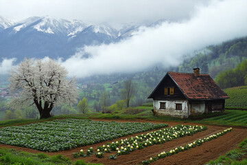 green vegetable garden with many vegetables