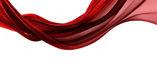 red wave silk satin fabric on white background for grand opening ceremony other occasion 
