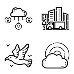 Essential Flat Icon Set Isolated On White Background