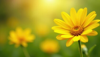 Obraz premium Soft petals of yellow daisies gently sway in the breeze, daisies, sunflower