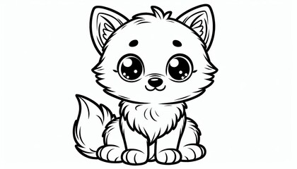 Obraz premium Adorable black and white cartoon illustration of a fluffy puppy