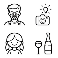 Essential Flat Icon Set Isolated On White Background
