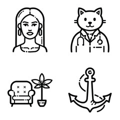 Essential Flat Icon Set Isolated On White Background