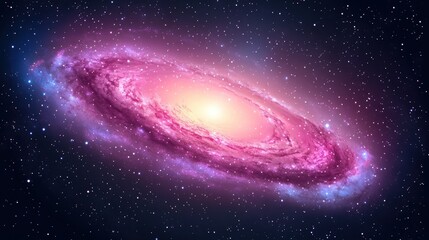 Fototapeta premium Pink spiral galaxy, cosmic dust, stellar background, space wallpaper