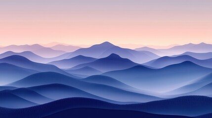 Misty blue mountains at dawn; serene landscape; website background