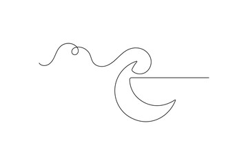 Continuous one line drawing of moon ramadan with black and white vector icon

