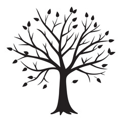 vector tree silhouette with leaves