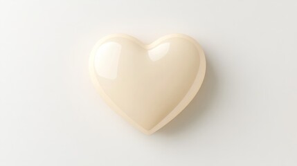 Soft Cream Colored Heart Shape - A soft cream colored heart shape with a glossy finish, set against a light background, perfect for themes of love and affection.