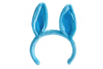 Blue Bunny rabbit ears headband isolated on white or transparent background, cute Easter bunny costume, png 

