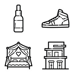 Essential Flat Icon Set Isolated On White Background