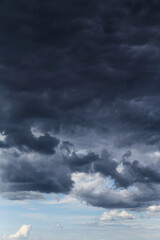 Obraz premium Epic Storm clouds, sky, blue dark rainy clouds background texture, thunderstorm