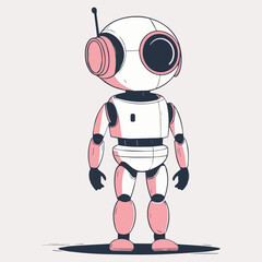 Fototapeta premium Illustration of Cute AI robot with big round eyes