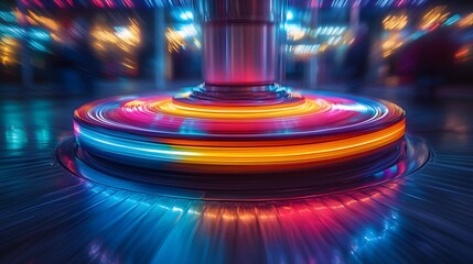 Artistic Representation of a Colorful Spin Wheel in Long Exposure Symbolizing Dynamic Decision Making with Fluid Motion and Vibrant Colors