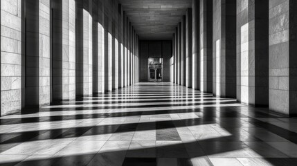 Fototapeta premium Play of light and shadow on minimalist geometric blocks and clean architectural lines.