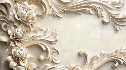 Elegant White Floral Rococo Style Wall Decor
