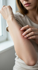 Fototapeta premium Eczema Relief: Soothe Itchy, Dry Skin. Understanding Causes, Symptoms & Effective Treatments for Healthy, Comfortable Skin