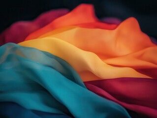 Celebrating diversity rainbow flag fabric close-up studio textiles colorful artistic representation