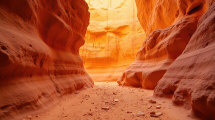 Vibrant Orange Canyon with Smooth Rock Walls and Natural Light