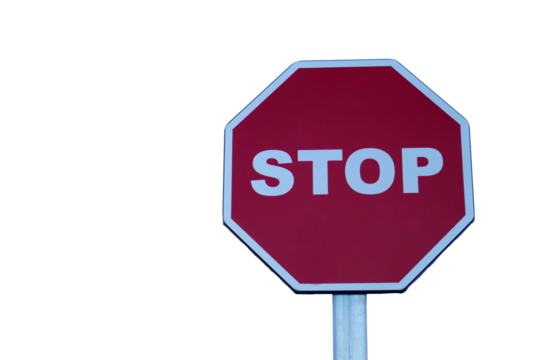 Transparent background, cut, isolated red road stop sign