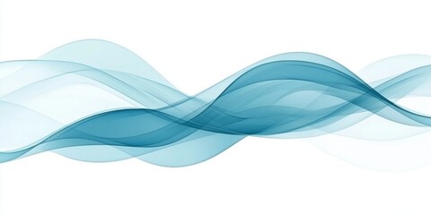 Abstract Blue Wave Design With Flowing Lines, Fluid Shapes, Dynamic Curves On A White Background