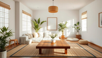 Modern Japan Living Room with Tatami and Scandinavian Furniture