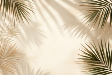 Obraz premium Beige background with palm leaf shadows