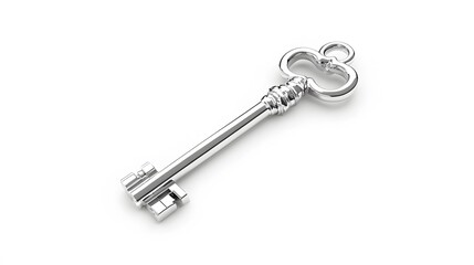 A detailed skeleton key, clean white background, transparent isolate