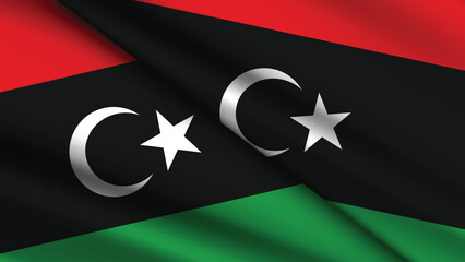 National Background of LIBYA Featuring Two Wavy Flags