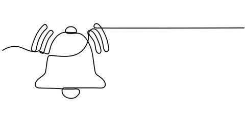 Notification Icon Continuous Line Art Illustration, Security Alert Continuous Line Editable Stroke Line, notification icon continuous one line drawing, Bell icon continuous line vector drawing.