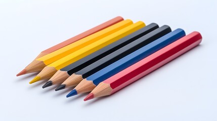 Fototapeta premium A set of colorful pencils, clean white background, transparent isolate