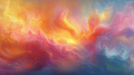 Colorful cloudscape, vibrant hues, celestial scene, dreamy background, abstract art