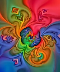 Vibrant Abstract Geometric Art with Swirling Lines