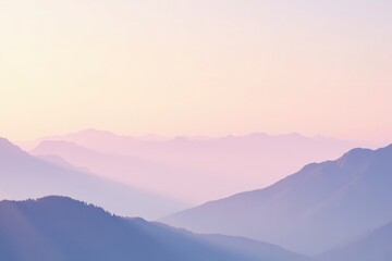 Serene Pastel Hues of a Distant Mountain Range at Dawn