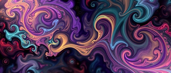 Vibrant Abstract Art with Swirling Patterns and Colorful Details