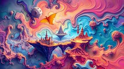 Enchanted Floating Island: Surreal Digital Art