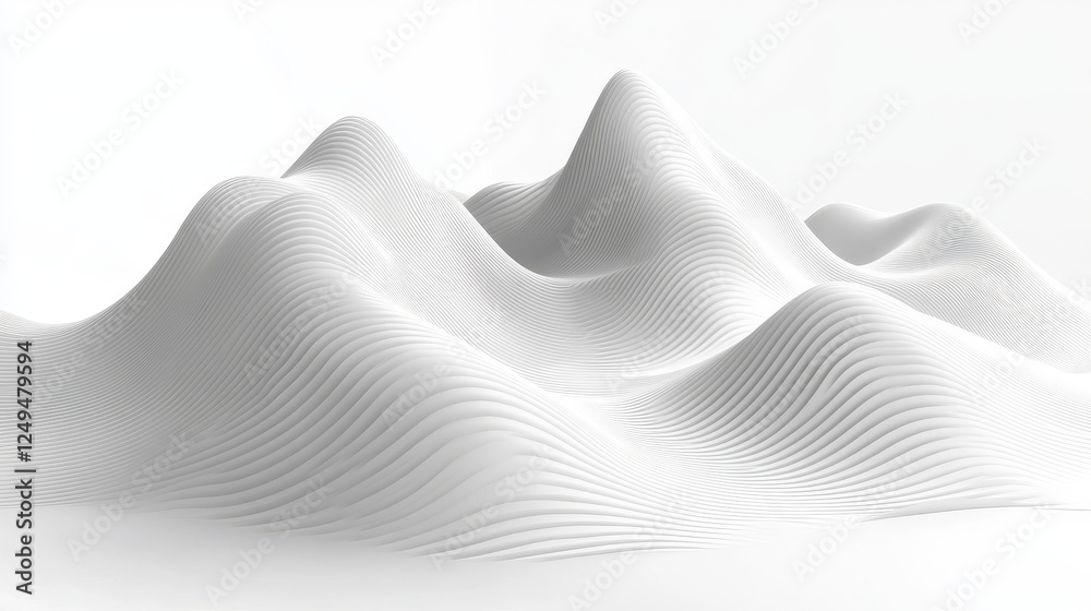 Poster abstract white hillscape; minimalist 3d render; clean background; website banner