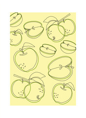 Apple fruit in continuous line art drawing style. Apple fruit design for print, cover, wallpaper, minimalist wall art.