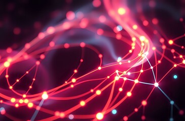 Abstract Glowing Node Pattern Digital Circuitry Background with Vibrant Color