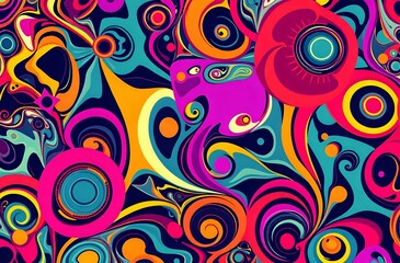 Fototapeta premium Vibrant Geometric Abstract Artwork with Swirling Shapes