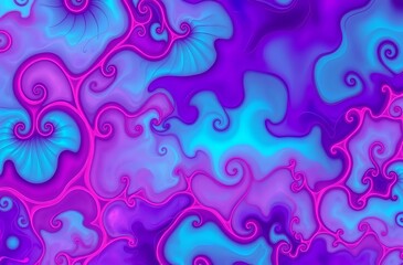 Ethereal Abstract Design with Swirling Patterns in Purple & Blue Hues