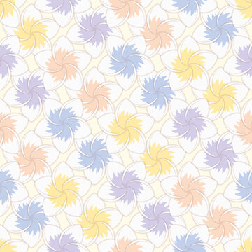 Cute plumeria seamless vector pattern. Tropical flower illustration background.