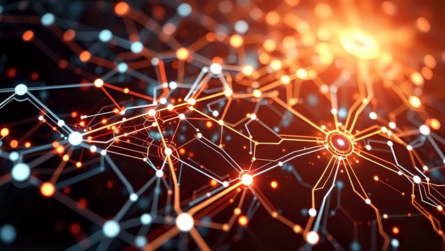 Futuristic Abstract Design with Complex Circuit Patterns on Dark Background