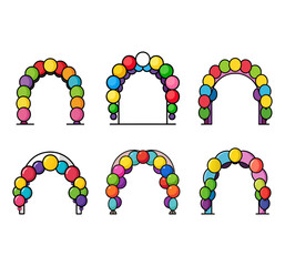 Illustration of colorful balloon arch