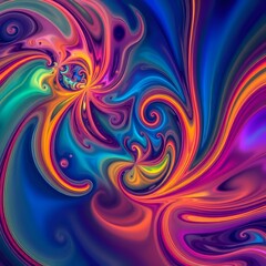 Vibrant Abstract Fractal Design with Cosmic Swirls