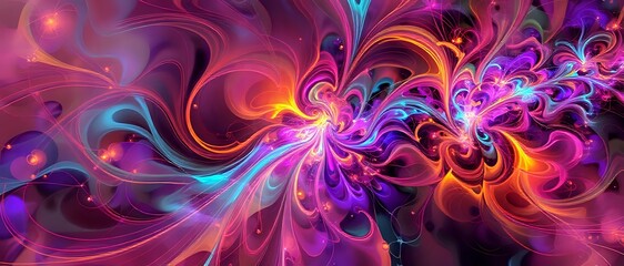Vibrant Abstract Fractal Art Print with Swirling Patterns
