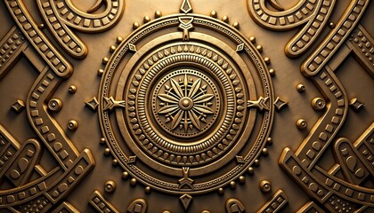 Obraz premium Intricate golden embossed pattern with geometric designs for luxury backgrounds and textures