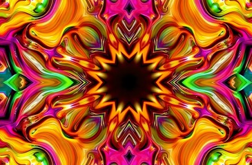 Abstract Fractal Expressionism Wallpaper with Vibrant Kaleidoscopic Patterns
