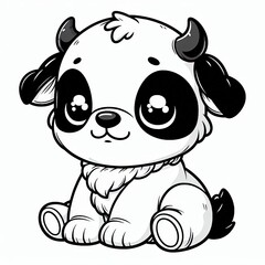Adorable cartoon panda puppy illustration with expressive large eyes